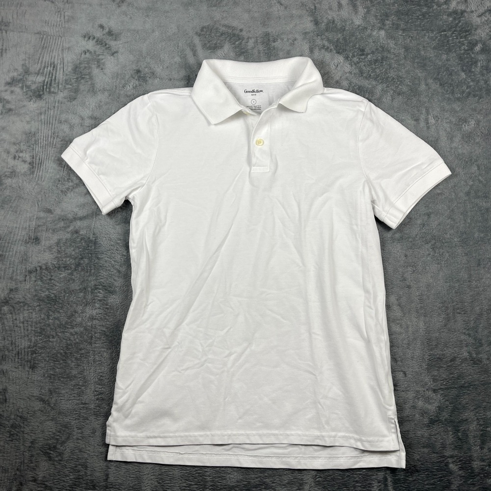Goodfellow & Co Every Wear Polo Shirt Boys Small White Standard Fit Performance